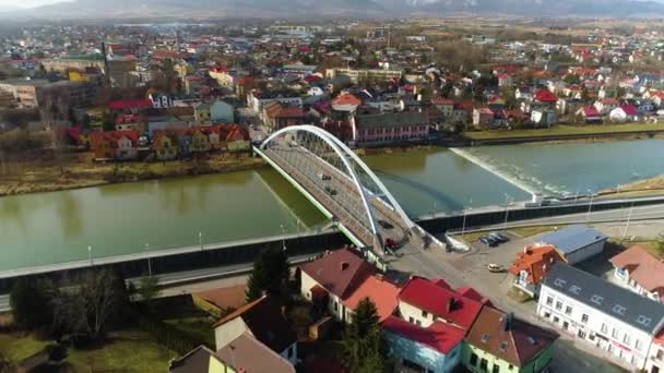 Ponte Sobre Sola Zywiec Vista Aérea Polaca Imagens Alta Qualidade — Vídeo de Stock
