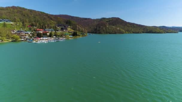Vista Del Lago Solina Bieszczady Aerial Poland Imágenes Alta Calidad — Vídeos de Stock