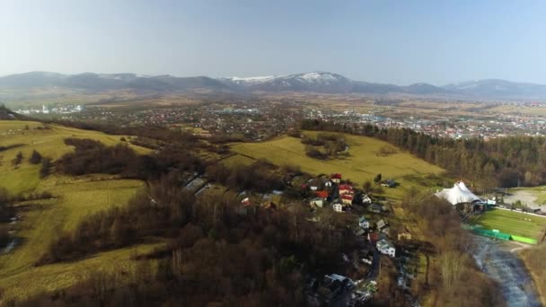 Krásná Panorama Zywiecu Polský Letecký Pohled Vysoce Kvalitní Záběry — Stock video