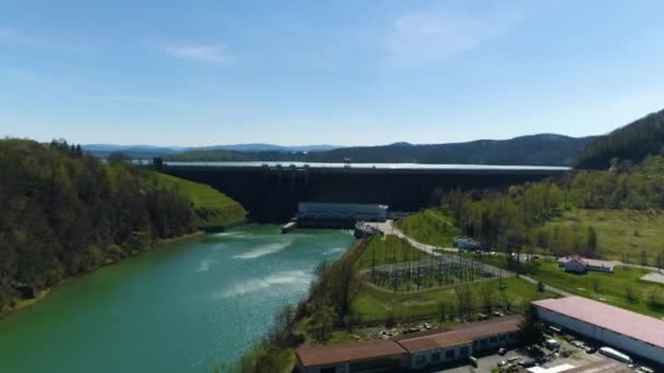 Water Dam Solina Bieszczady Aerial Poland High Quality Footage — Stockvideo
