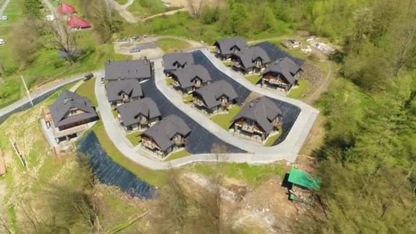 Top White Sails Solina Resort Spa Aerial View Bieszczady Mountains — Stock video