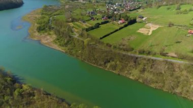 Solina Beautiful Village In Bieszczady Mountains Aerial View Poland. High quality 4k footage