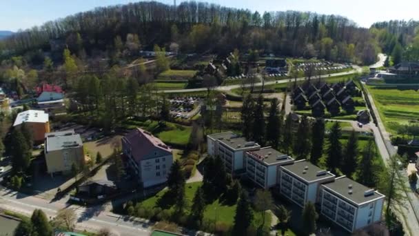 Дома Холме Солине Бещады Aerial Poland Высококачественные Кадры — стоковое видео