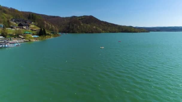 View Solina Lake Bieszczady Aerial Poland High Quality Footage — Vídeos de Stock
