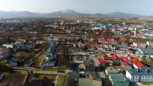 Schönes Panorama Auf Zywiec Luftaufnahme Hochwertiges Filmmaterial — Stockvideo