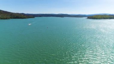 View Of The Solina Lake Bieszczady Aerial Poland. High quality 4k footage