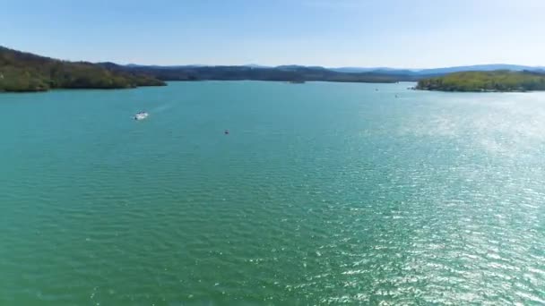 View Solina Lake Bieszczady Aerial Poland High Quality Footage — Stockvideo
