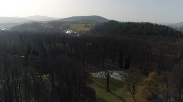 Castle Park Zywiec Polish Aerial View High Quality Footage — Stock videók