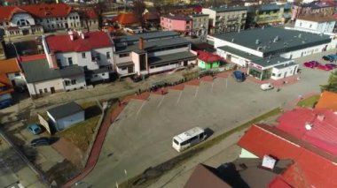 Zywiec Bus Station Aerial View. High quality 4k footage