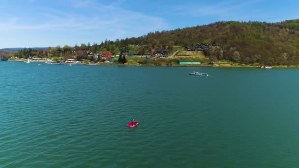 Solina Lake Aerial View Bieszczady Poland 高质量的4K镜头 — 图库视频影像