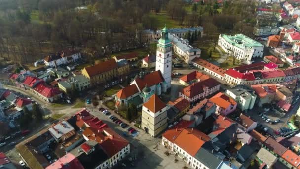 Cathedral Tower Zywiec Aerial View High Quality Footage — стокове відео