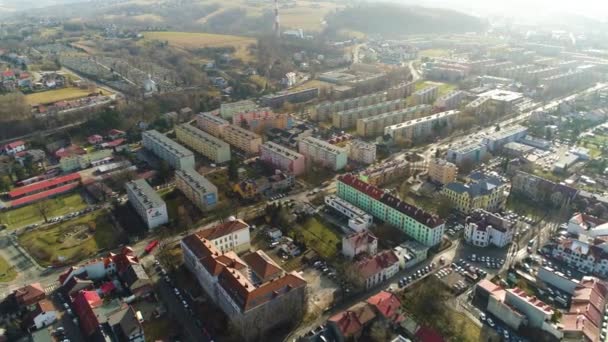 Beautiful Panorama Residential Buildings Zywiec Polish Aerial View High Quality — стокове відео