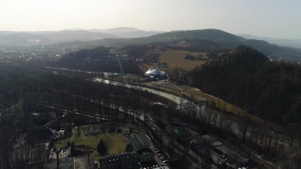 Panorama Amphitheater Zywiec Polish Aerial View High Quality Footage — стокове відео