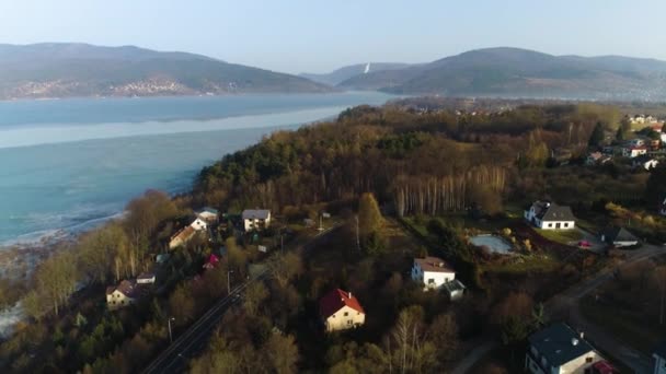 Beautiful Panorama Zywiec Aerial View Lake Mountains High Quality Footage — 图库视频影像