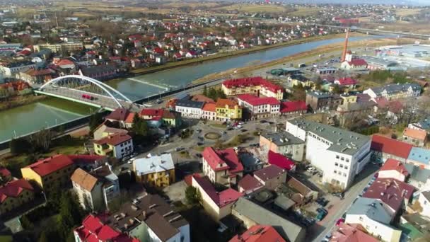 Rondo Grunwaldzki Square Zywiec Polish Aerial View High Quality Footage — Stock Video