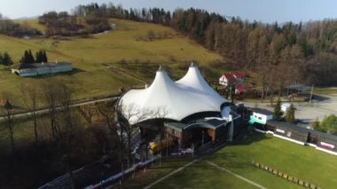 Beautiful Amphitheater In Zywiec. Polish Aerial View. High quality 4k footage
