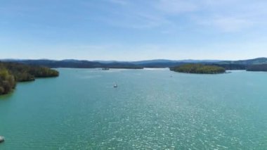 View Of The Solina Lake Bieszczady Aerial Poland. High quality 4k footage