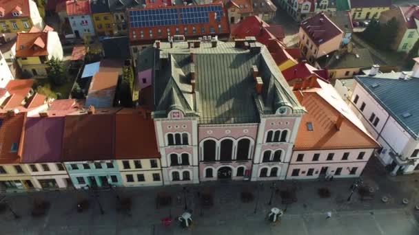 Town Hall Zywiec Aerial View Poland High Quality Footage — Stockvideo