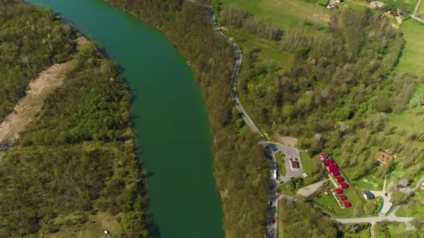 Solina Beautiful Village Bieszczady Mountains Aerial View Poland High Quality — Wideo stockowe