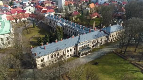 Palácio Dos Habsburgos Parque Zywiec Vista Aérea Polaca Imagens Alta — Vídeo de Stock