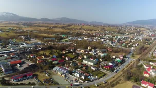Gyönyörű Panoráma Zywiec Aerial View Kiváló Minőségű Felvételek — Stock videók
