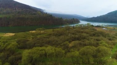 Myczkowskie Lake In Solina Bieszczady Aerial Poland. High quality 4k footage