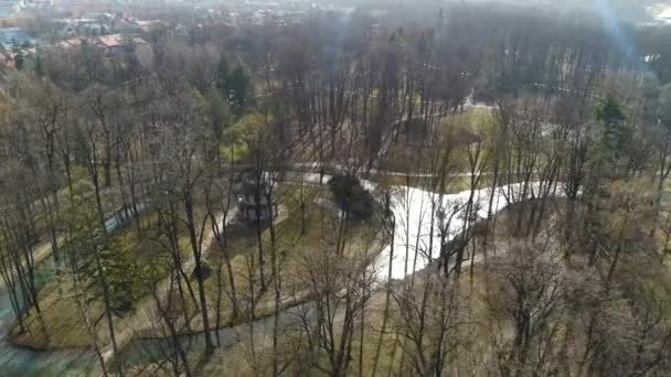 Schlosspark Zywiec Polnische Luftaufnahme Hochwertiges Filmmaterial — Stockvideo