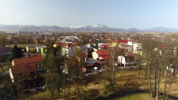 Panorama Bridge Sola Zywiec Polish Aerial View High Quality Footage — Stockvideo