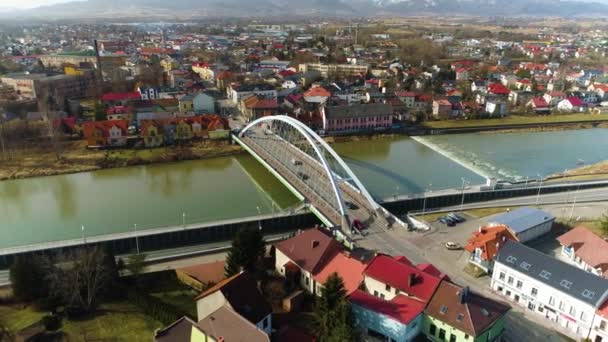Ponte Sobre Sola Zywiec Vista Aérea Polaca Imagens Alta Qualidade — Vídeo de Stock
