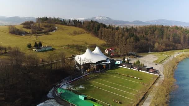 Beautiful Panorama Amphitheater Zywiec Polish Aerial View High Quality Footage — Stock videók