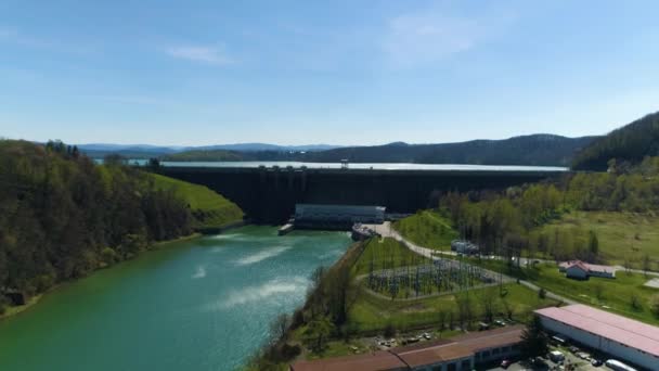 Water Dam Solina Bieszczady Aerial Poland High Quality Footage — Vídeos de Stock