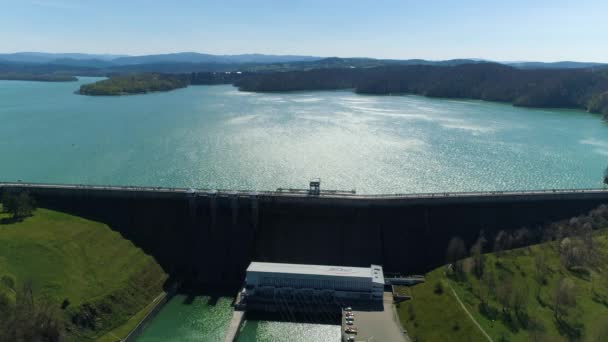 Water Dam Solina Bieszczady Aerial Poland High Quality Footage — Video