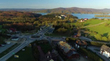 Polanczyk Bieszczady hava sahasında kavşak. Yüksek kalite 4k görüntü