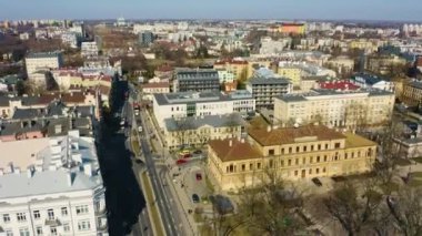 Litewski Square Lublin Plac Aerial View Poland. High quality 4k footage