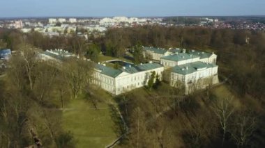 Czartoryski Museum Pulawy Muzeum Aerial View Poland. High quality 4k footage