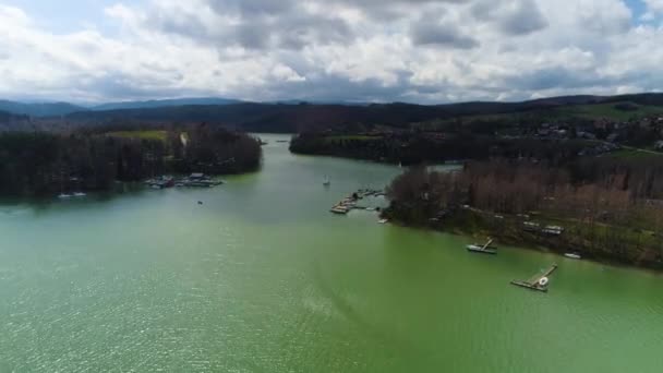 Solina Lake Polanczyk Bieszczady Vista Aérea Polônia Imagens Alta Qualidade — Vídeo de Stock