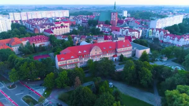 Kolobrzeg Primary School Aerial View Poland High Quality Footage — Stockvideo