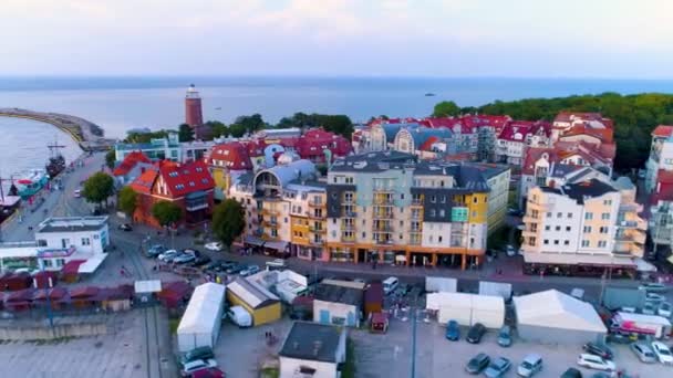 Port Kolobrzeg Towarowa Aerial View Poland High Quality Footage — Vídeos de Stock