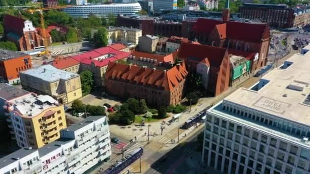 Dominikanische Kirche Und Galerie Breslau Luftaufnahme Polen Hochwertiges Filmmaterial — Stockvideo