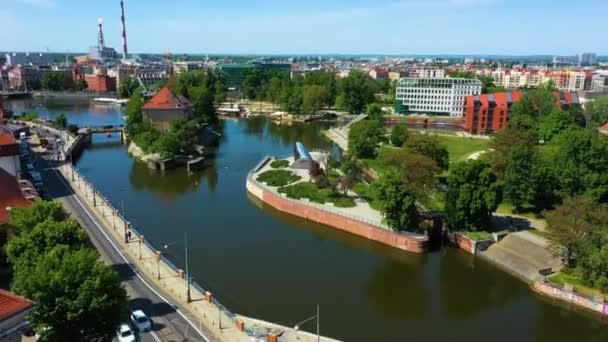 Tamka Wyspa Daliowa Wroclaw Island Aerial View Poland High Quality — Stockvideo