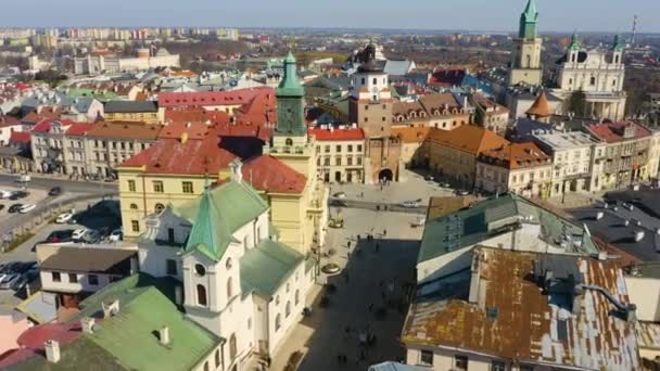 Brama Krakowska Lublin Gate Aerial View Poland High Quality Footage — Vídeo de stock