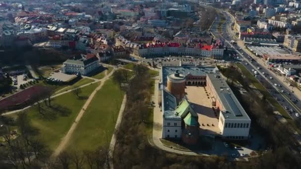 Castle National Museum Lublin Zamek Aerial View Poland High Quality — ストック動画