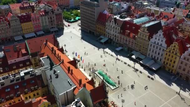 Ринкова Площа Wroclaw Town Hall Rynek Wroclaw Aerial View Poland — стокове відео