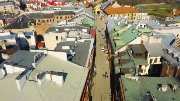 Straße Altstadt Lublin Droga Stare Miasto Luftaufnahme Polen Hochwertiges Filmmaterial — Stockvideo