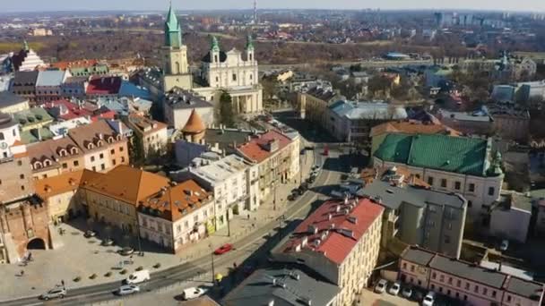 Royal Street Lublin Ulica Krolewska Aerial View Poland High Quality — Stock Video