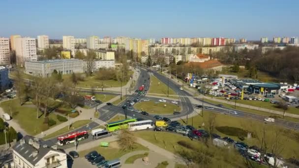 Rondo Mohyly Roundabout Lublin Πολωνία Αεροφωτογραφία Υψηλής Ποιότητας Πλάνα — Αρχείο Βίντεο
