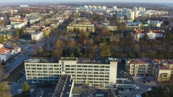 Park Szpital Puławy Szpital Aerial View Poland Wysokiej Jakości Materiał — Wideo stockowe