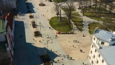 Litewski Square Inscription Lublin Napis Aerial View Poland. High quality 4k footage