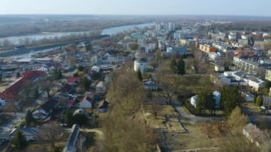 Panorama Of Pulawy Vistula Aerial View Poland. High quality 4k footage