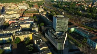 Ibis Styles Wroclaw Centrum Hotel Poland Aerial View. High quality 4k footage